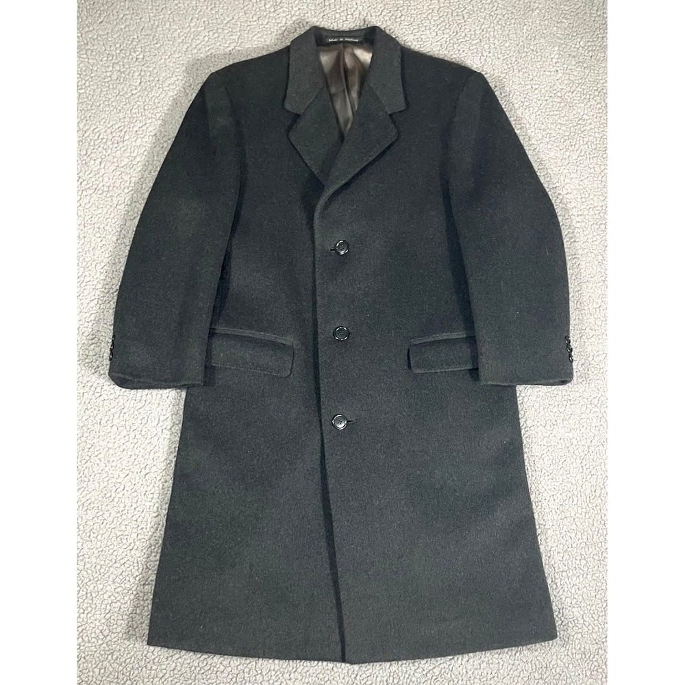 Vintage Ashford Reede England Men's Wool Overcoat Jacket Charcoal Gray 40R 42R L